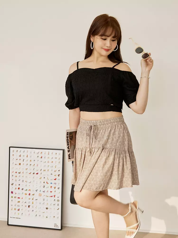 Printed tiered A-line mini skirt [CA2965]