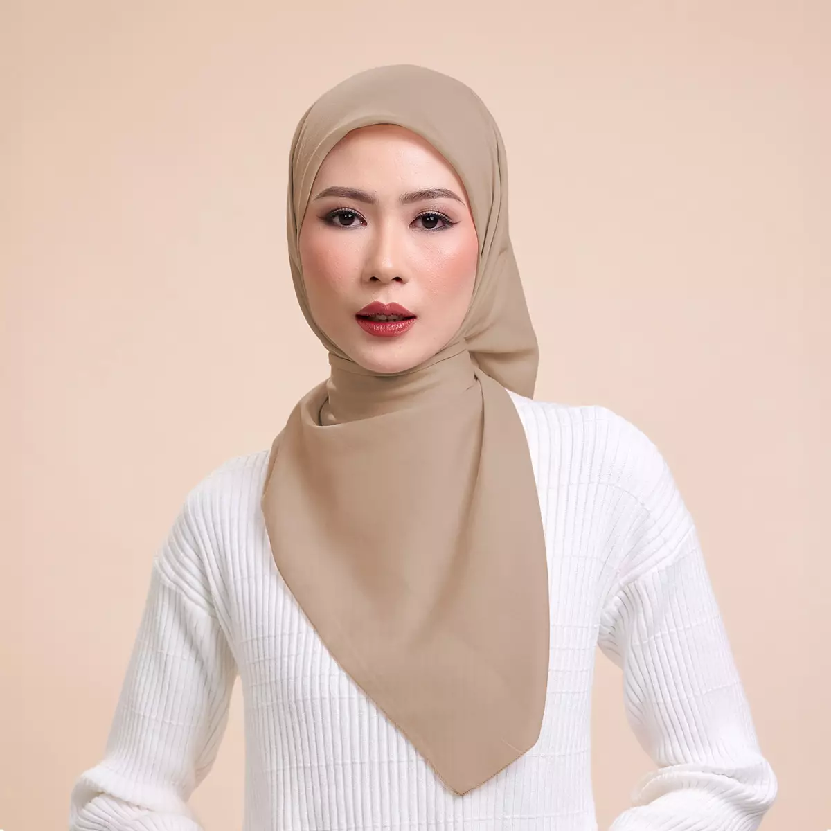 ZM Zaskia Mecca - Shera Tan Hijab Ultrafine Voal Shiny - Kerudung Segi Empat Wangi Premium