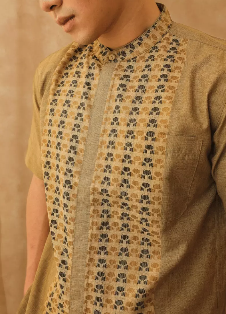 RBJ Kemeja Koko Border Coklat Regular Fit Pria