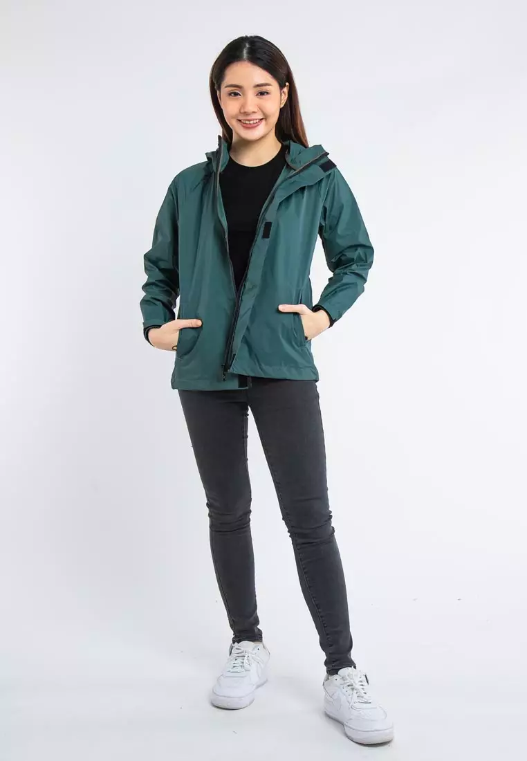 Forest Ladies Premium Windbreaker Women Trekking Biker Placket Jacket Jogging Running Hoodie Waterproof Jacket - 830119-40DkGreen