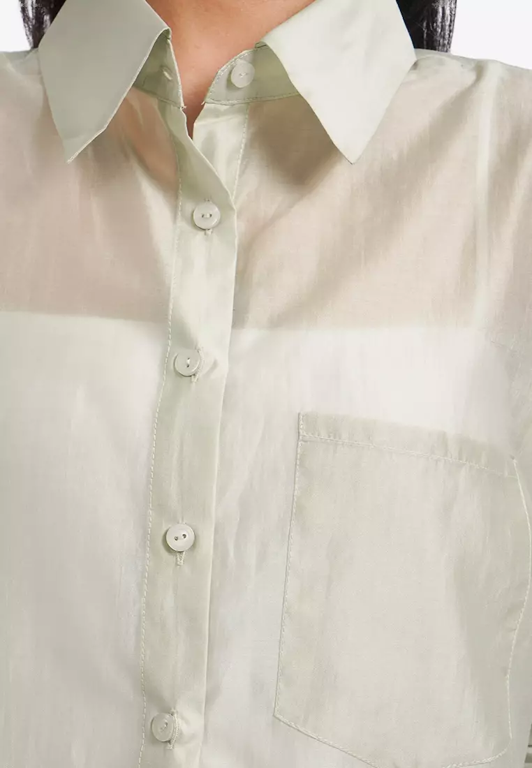 Oversized Long Sleeve Sheer Shirt