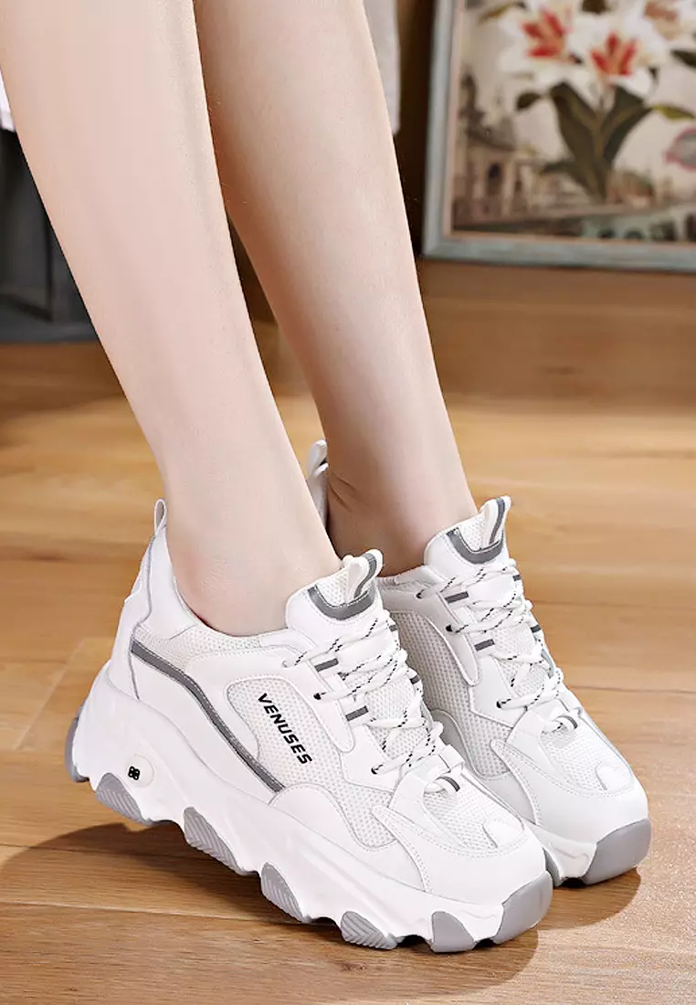 White platform hotsell sneakers leather