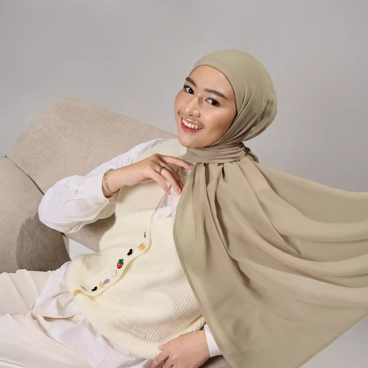 ZM Zaskia Mecca - Yona Dark Oak | Arabian Shawl Pashmina Hijab Premium