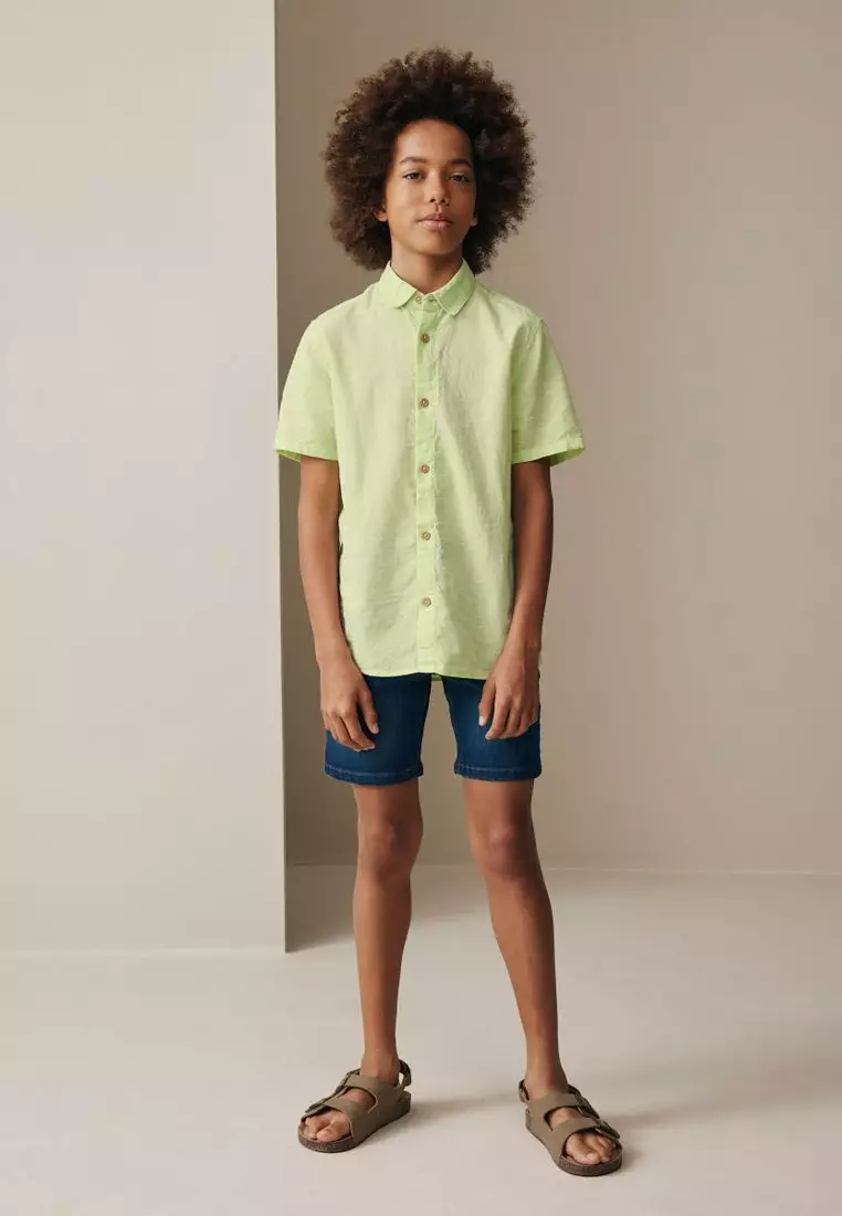 Short Sleeve Linen Blend Shirt