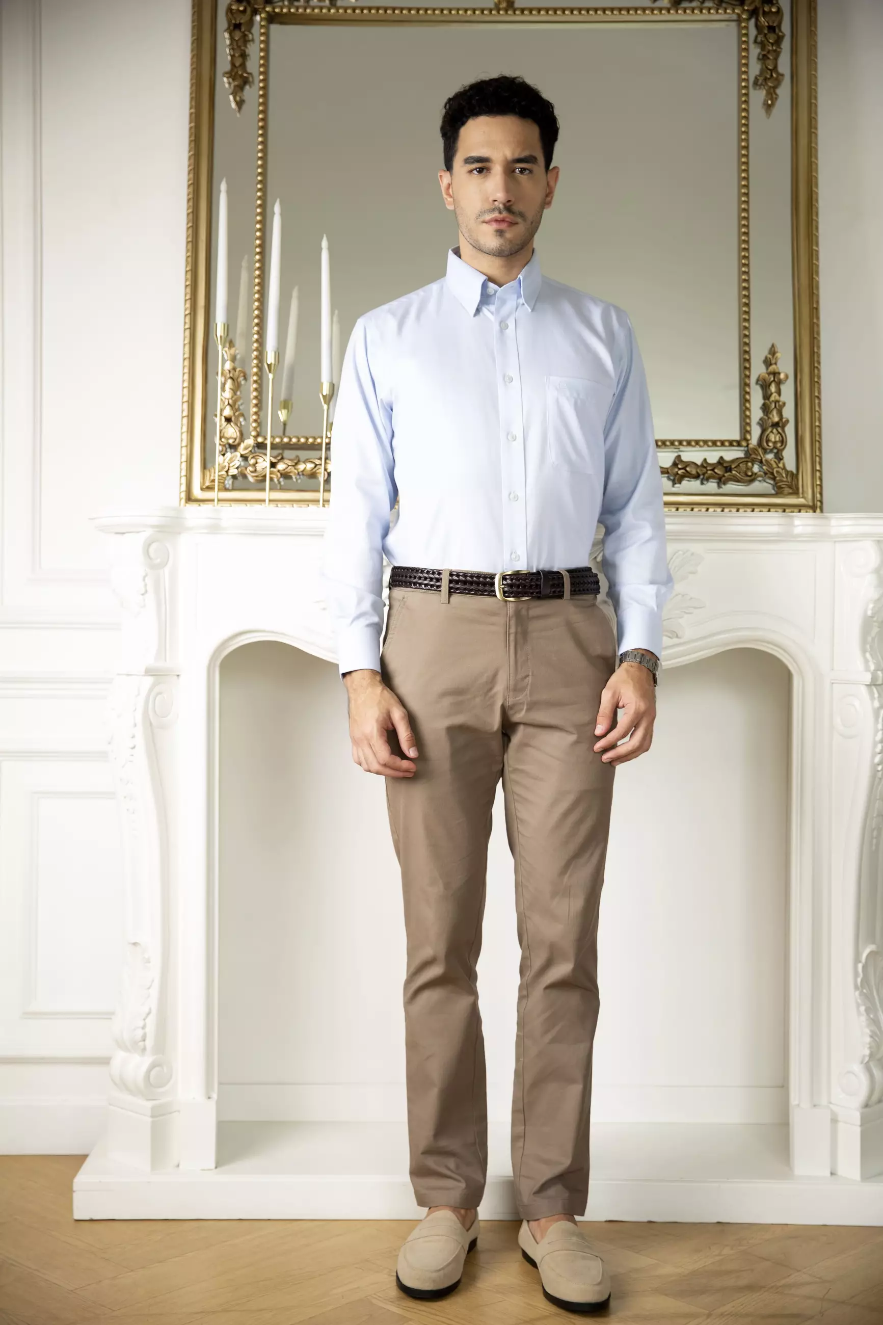 Kemeja Lengan Panjang Pierre Cardin Solid Remy - Light Blue Cotton Smart Casual