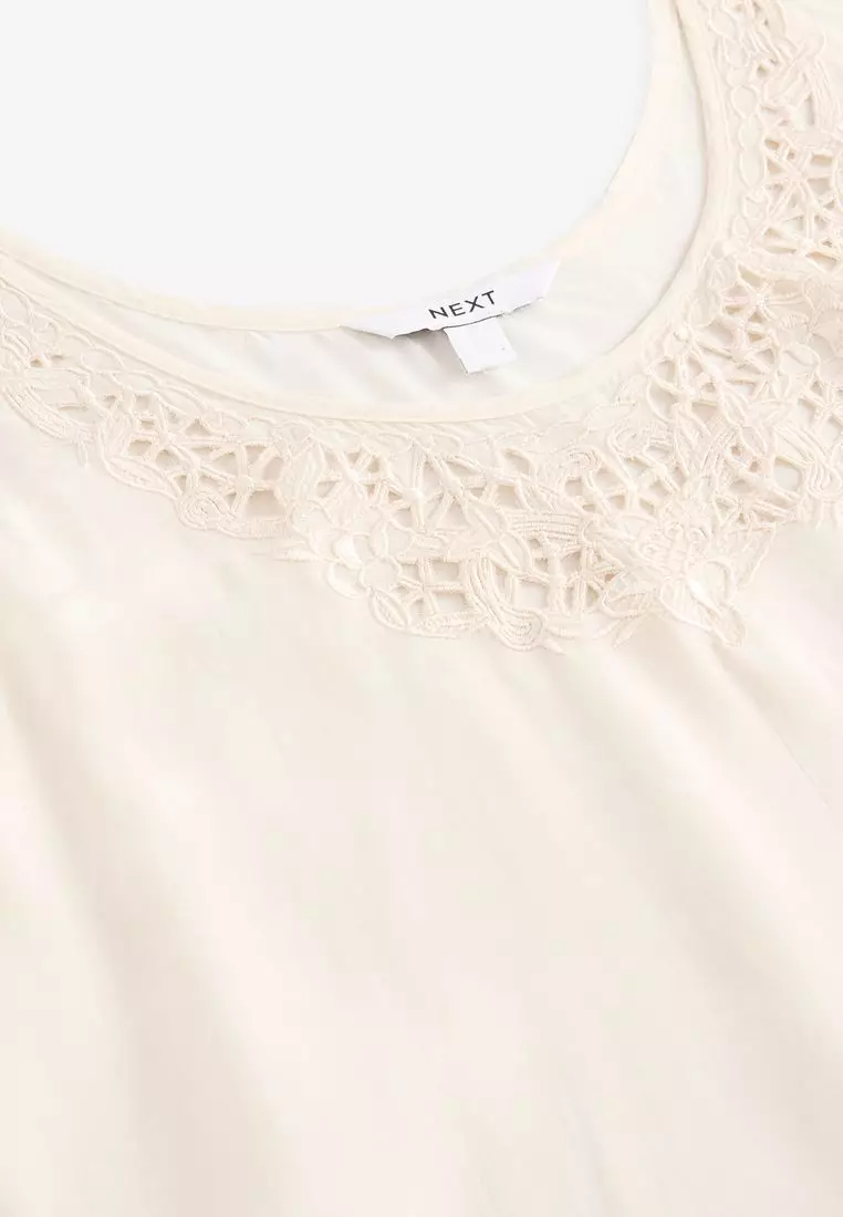 Satin Lace Insert Scoop Cami Top