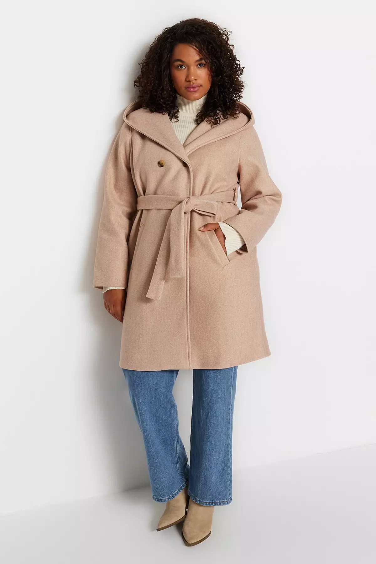 Plus size tan on sale coat