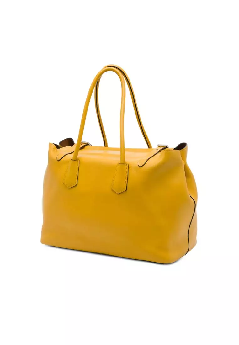 Pre-Loved Prada City Calf Leather Buckle Tote