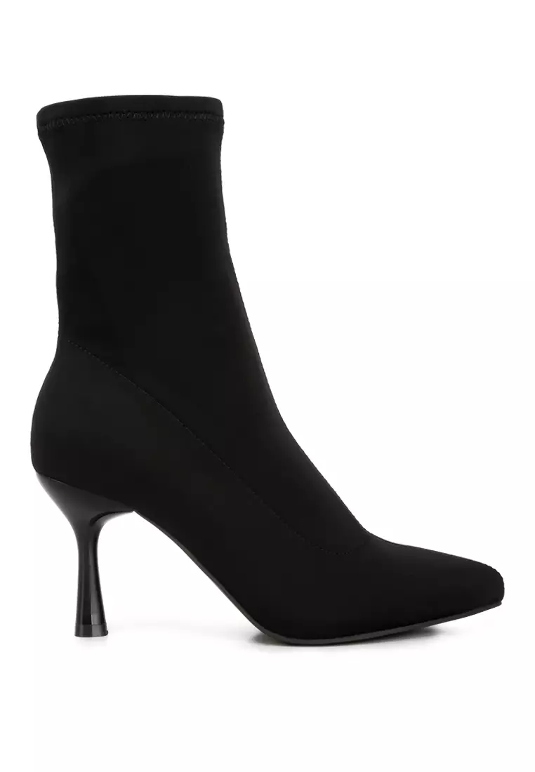 Discount on London Rag  shoes - SKU: Zudio Solid Mid Heel Sock Boots In Black