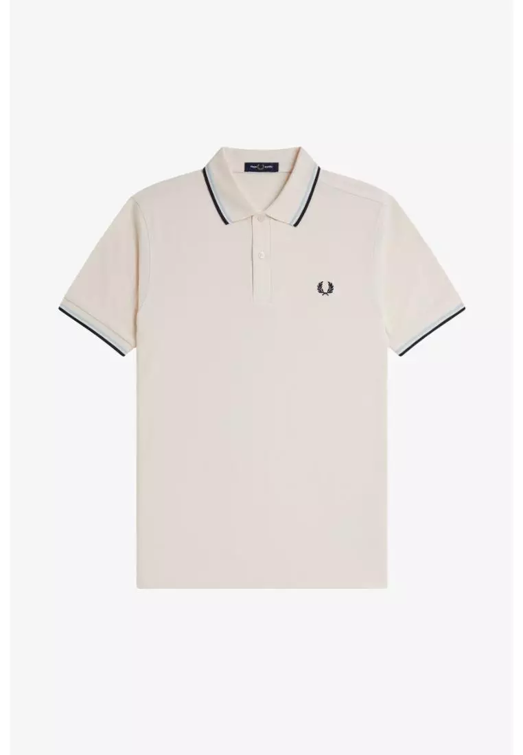 Fred Perry M3600 Twin Tipped Fred Perry Shirt (Silky Peach / Light Ice / Dark Airforce)