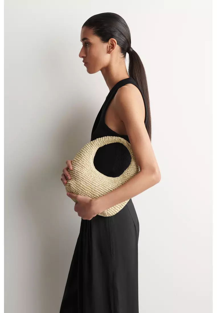 CURVED MINI SHOULDER BAG - STRAW