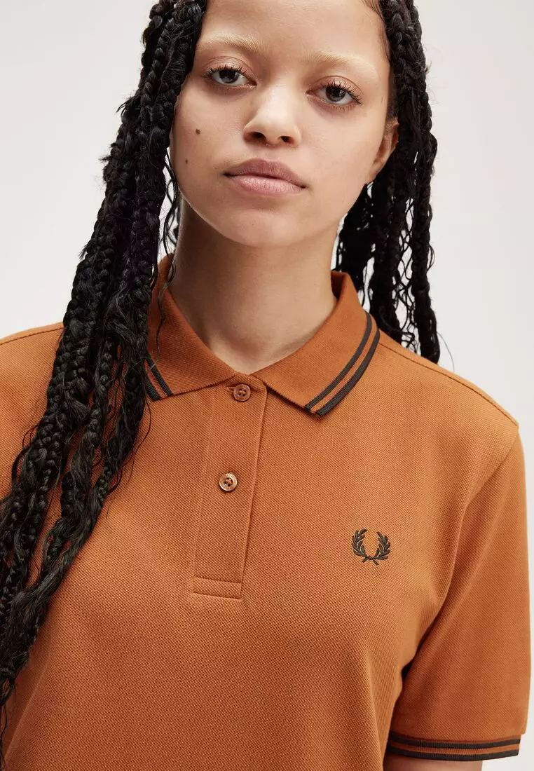 Fred Perry G3600 Twin Tipped Fred Perry Shirt (Marmalade / Black / Black)