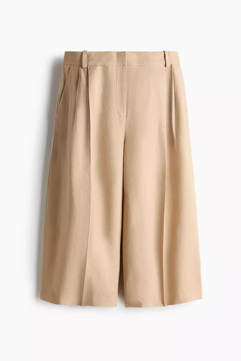 Wide linen-blend culottes