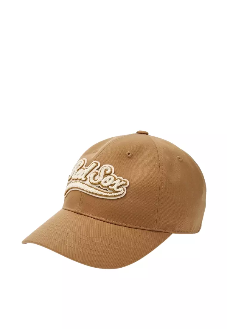 Varsity Cursive Fluffy Logo Unstructured Ball Cap - Boston Camel