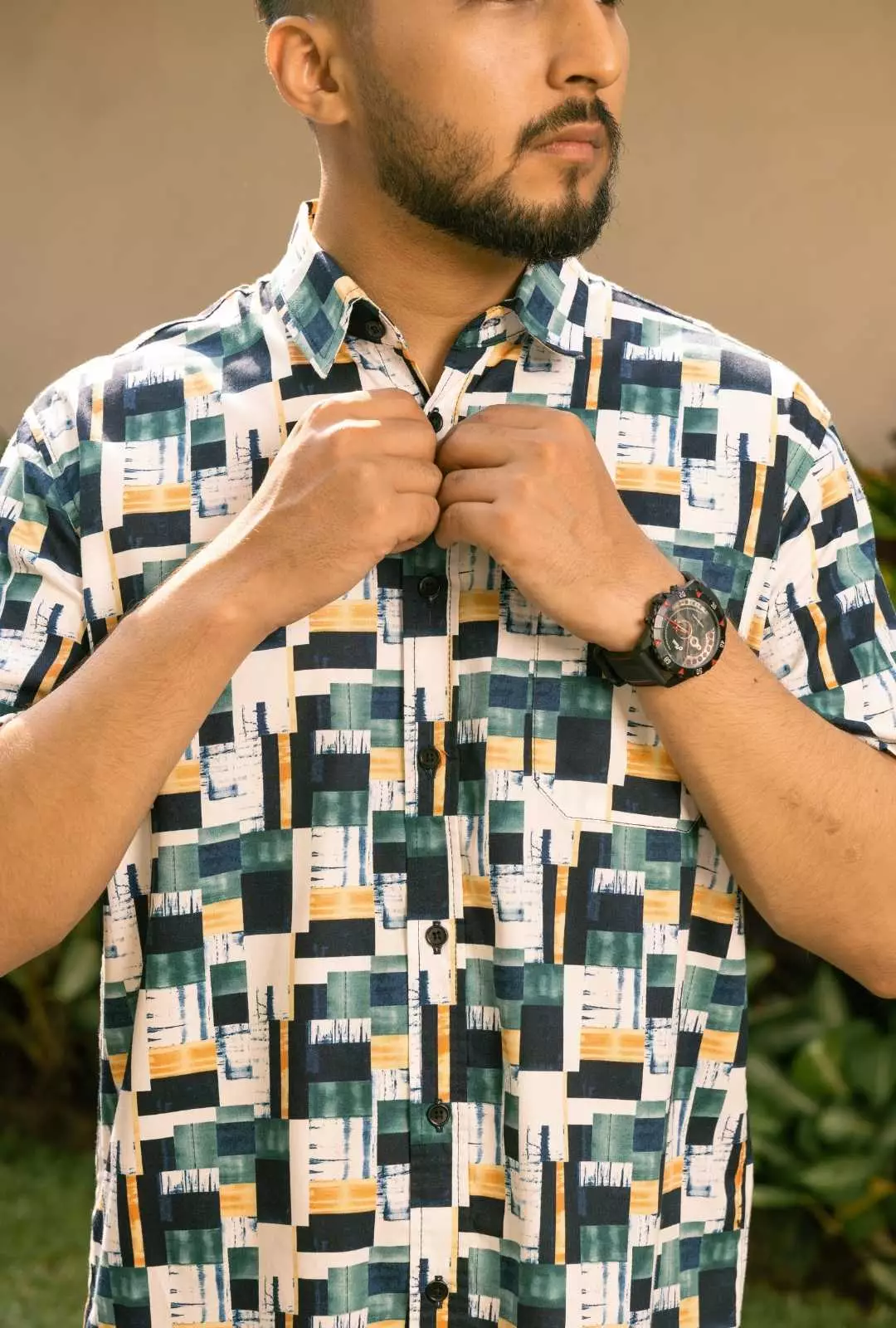 POLICE Kemeja Printing Cotton Tencel Regular Fit Pria