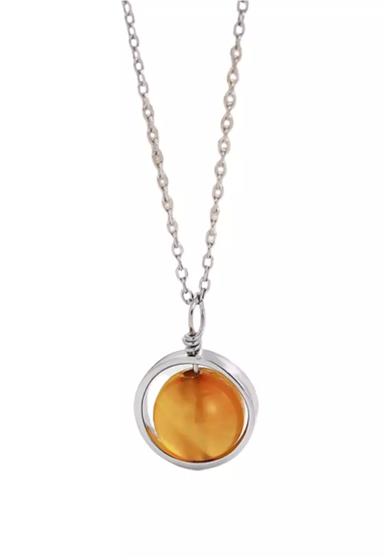 LYCKA LDR6230B S925 Silver Globe Yellow Agate Necklace 2023 | Buy