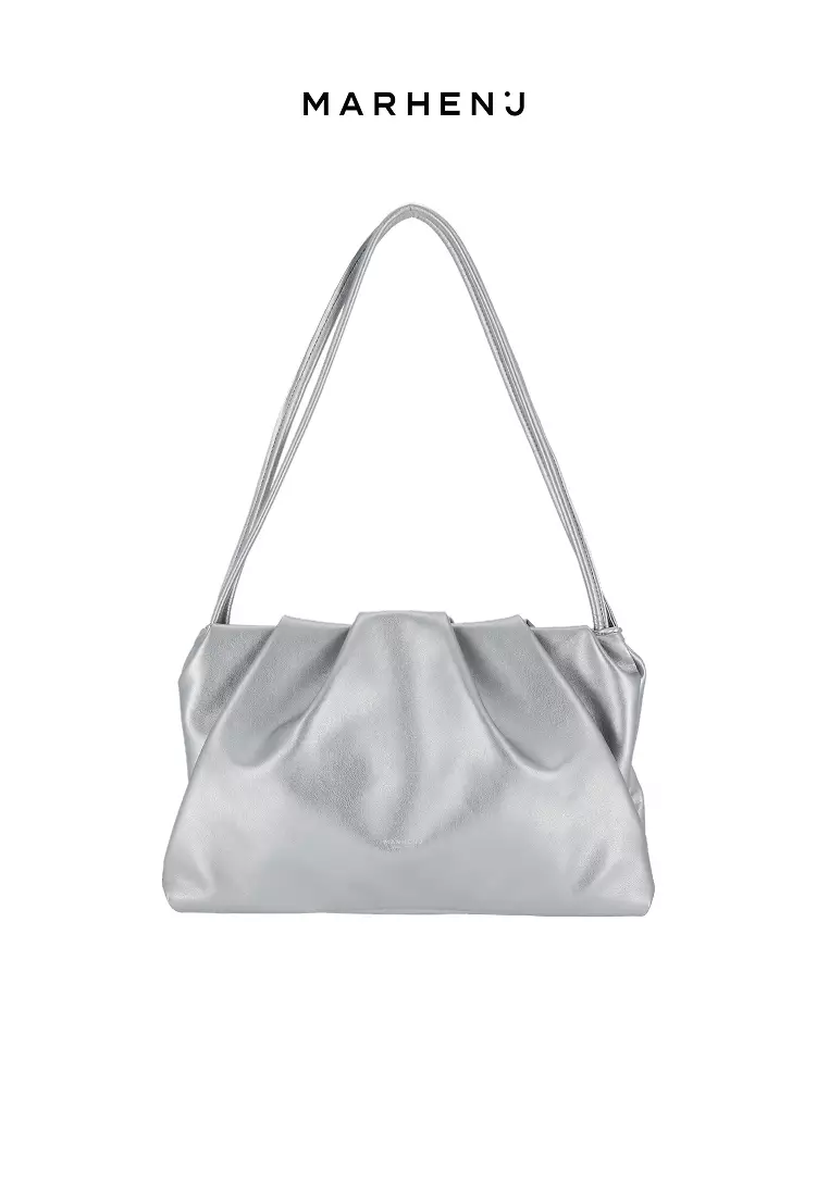 SABRINA Vegan Leather Shoulder Bag Silver