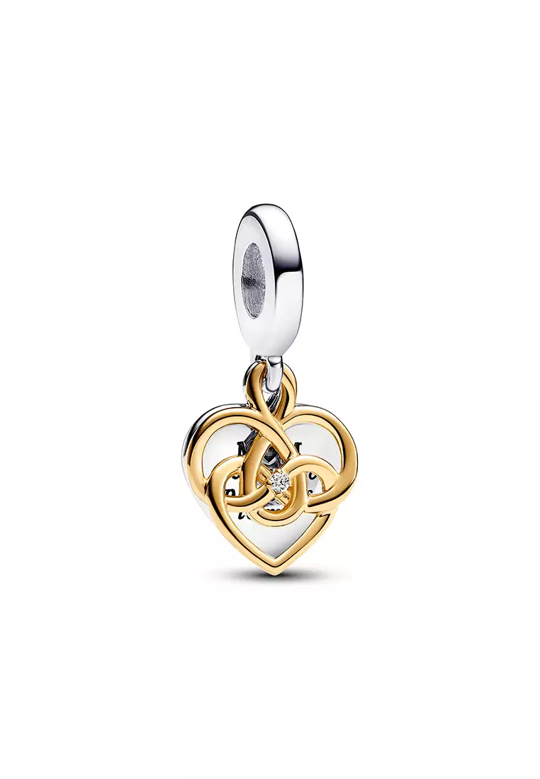Lab-grown Diamond Engravable Mom Double Dangle Charm