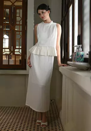 green emerald velvet dress Dancing Kueh Dropwaist High-low Dress