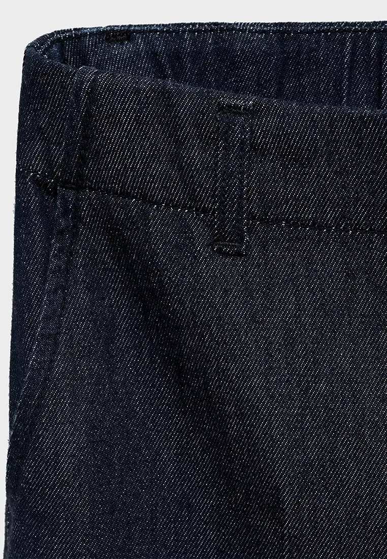 High-Waisted Wide Leg Denim Trousers