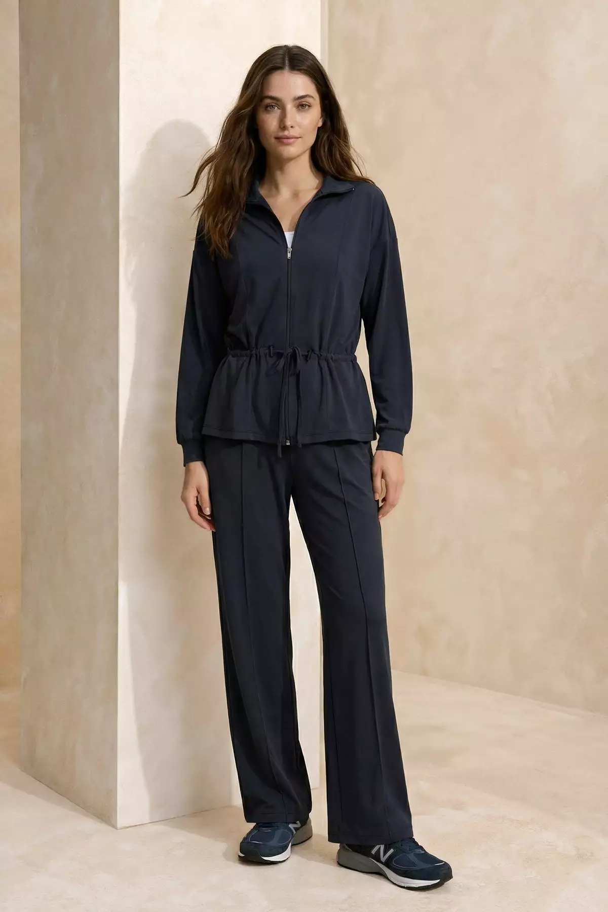 More Sustaniable Anthracite Oversize Zippered Modal Premium Knitted Top And Bottom Set Twoss26Au9