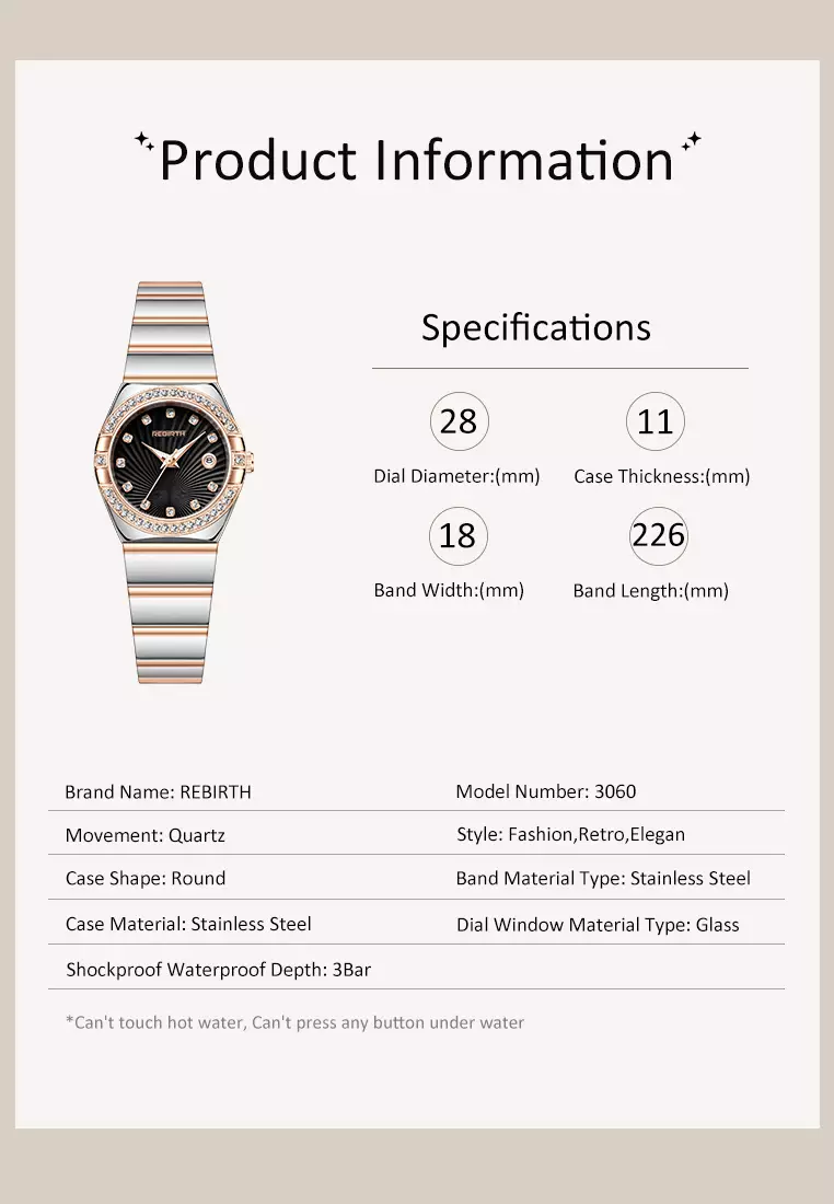 Jam Tangan Wanita Original Gaya Korea Anti Air Anggun Bercahaya Jam Tangan Cewek roseblack