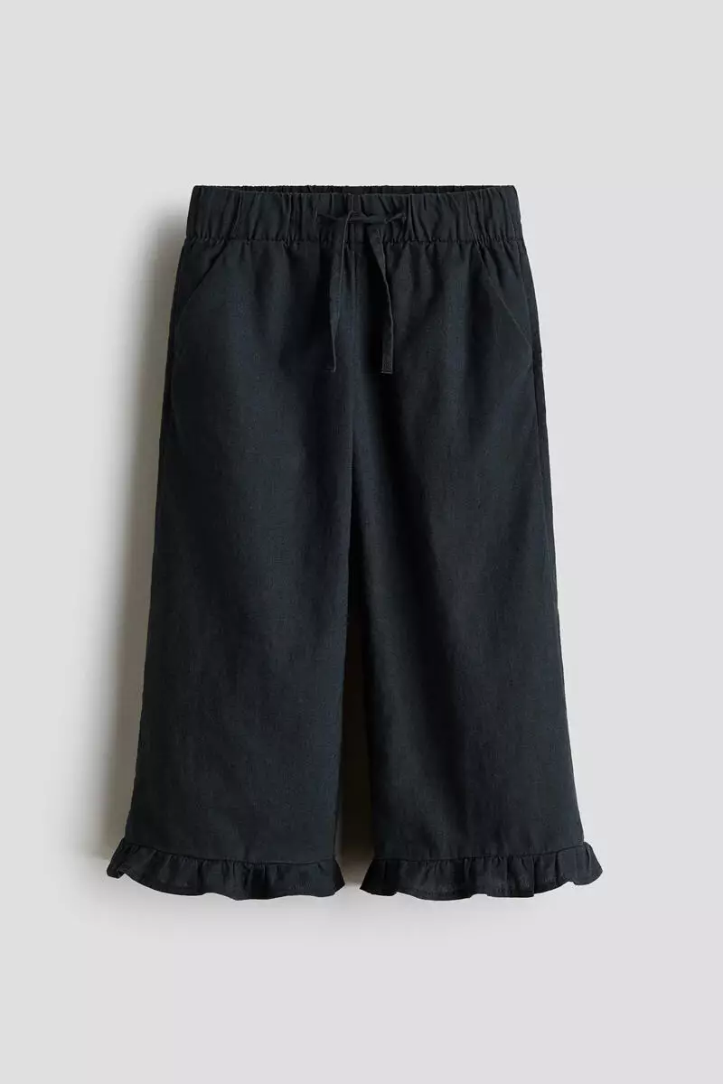 Linen-blend drawstring trousers