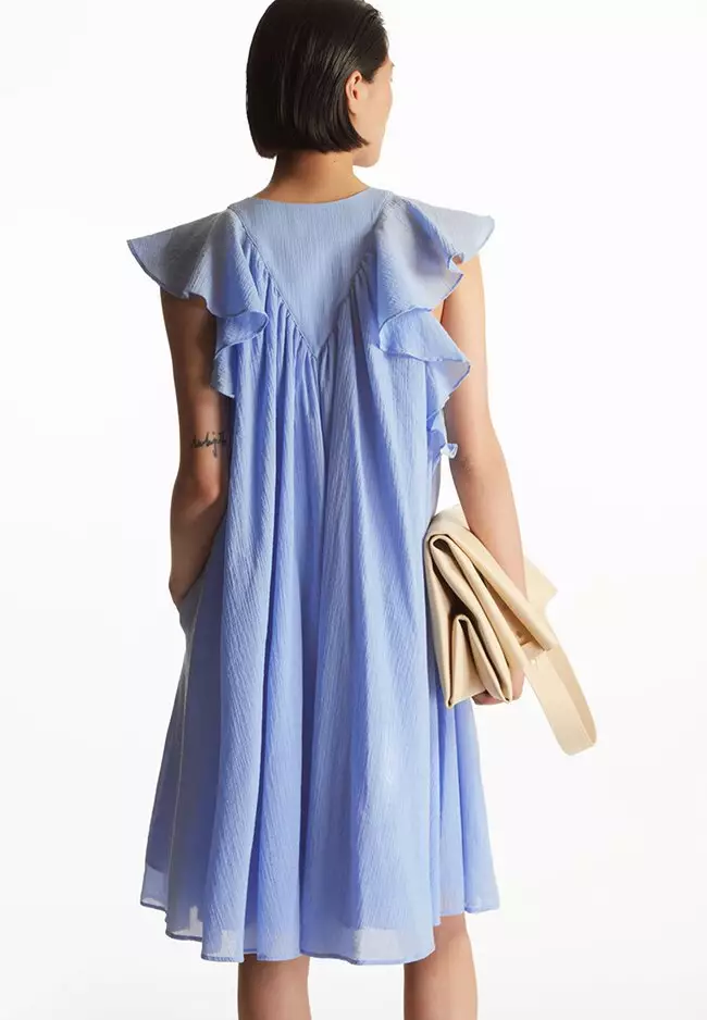 Ruffled Cap-Sleeve Dress