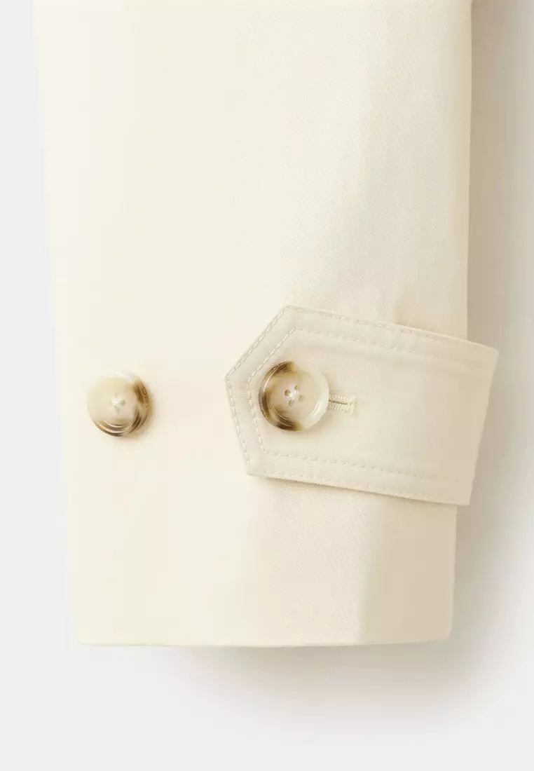 Funnel Neck Belted Trench Coat