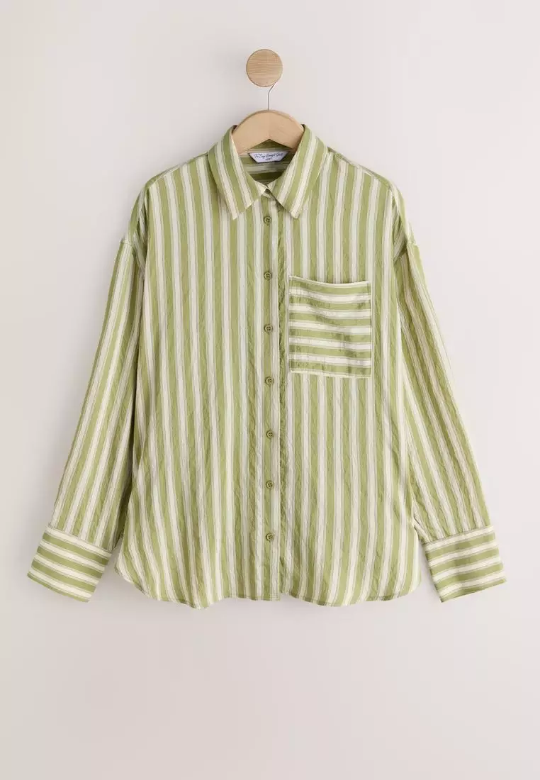 Jacquard Stripe Oversized Long Sleeve Shirt