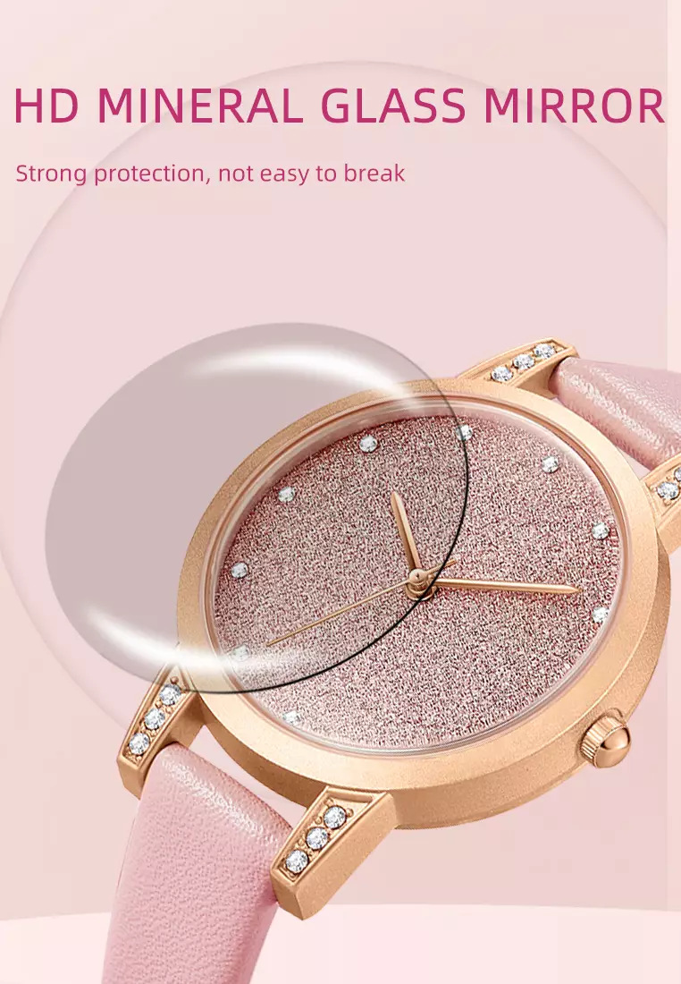 Jam Tangan Wanita Simple Tali kulit Kuarsa 3ATM Anti Air Wanita