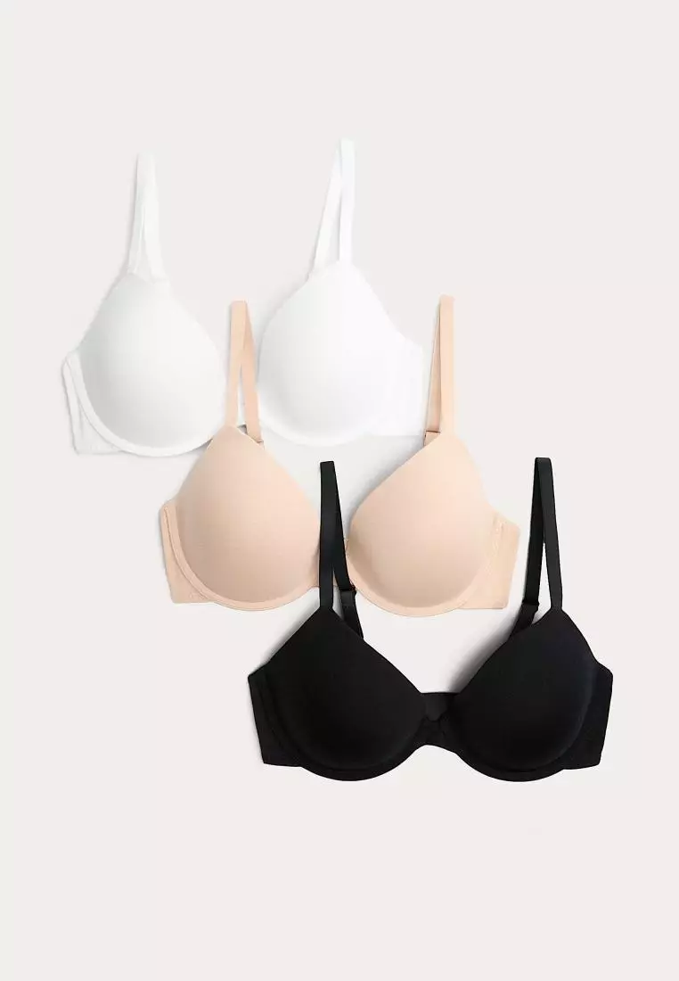 3pk Wired Plunge T-Shirt Bras