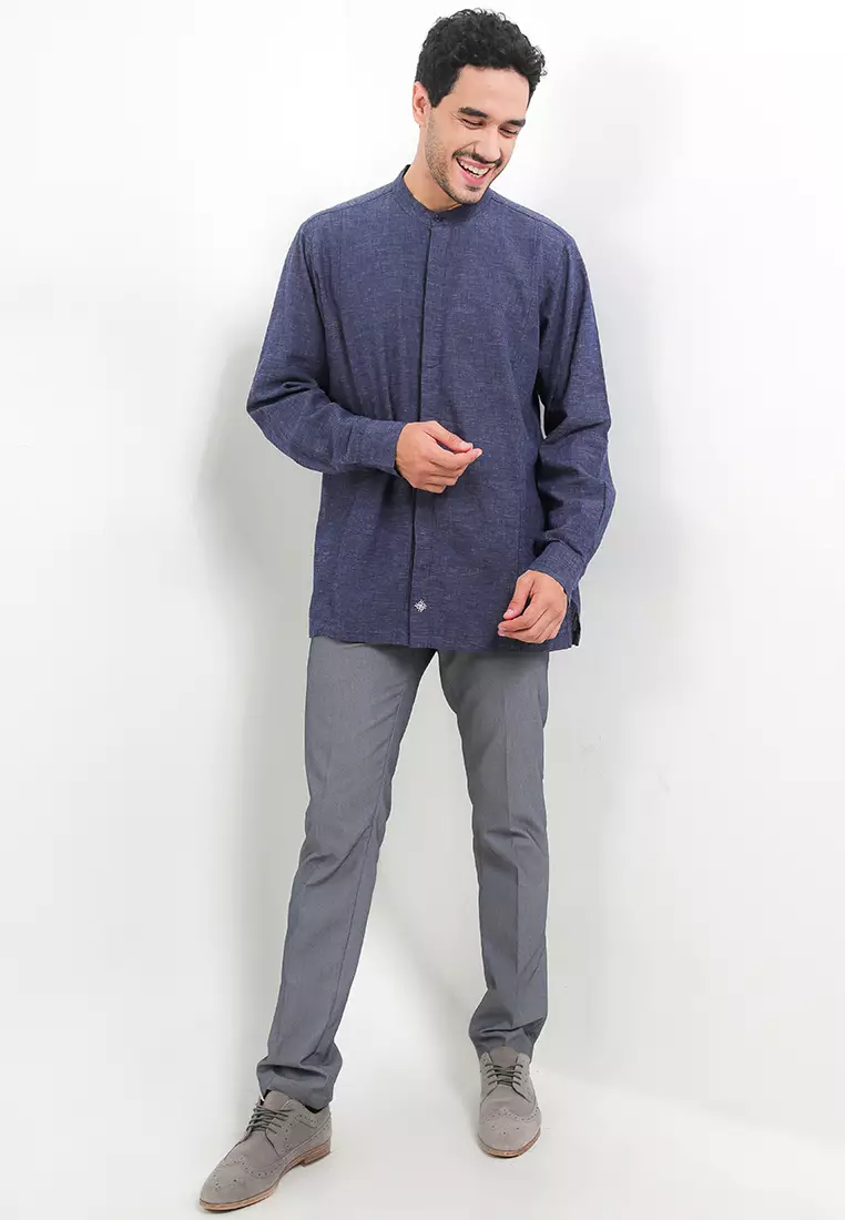 Men's Long Sleeve Linen Poplin Shirt