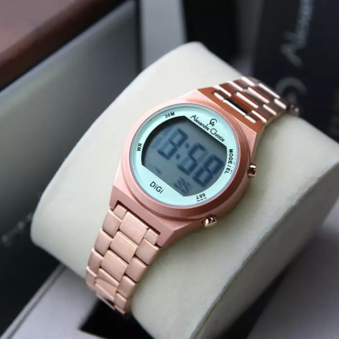 Alexandre Christie 9385 Rosegold Dasar Hijau Cewek Digital