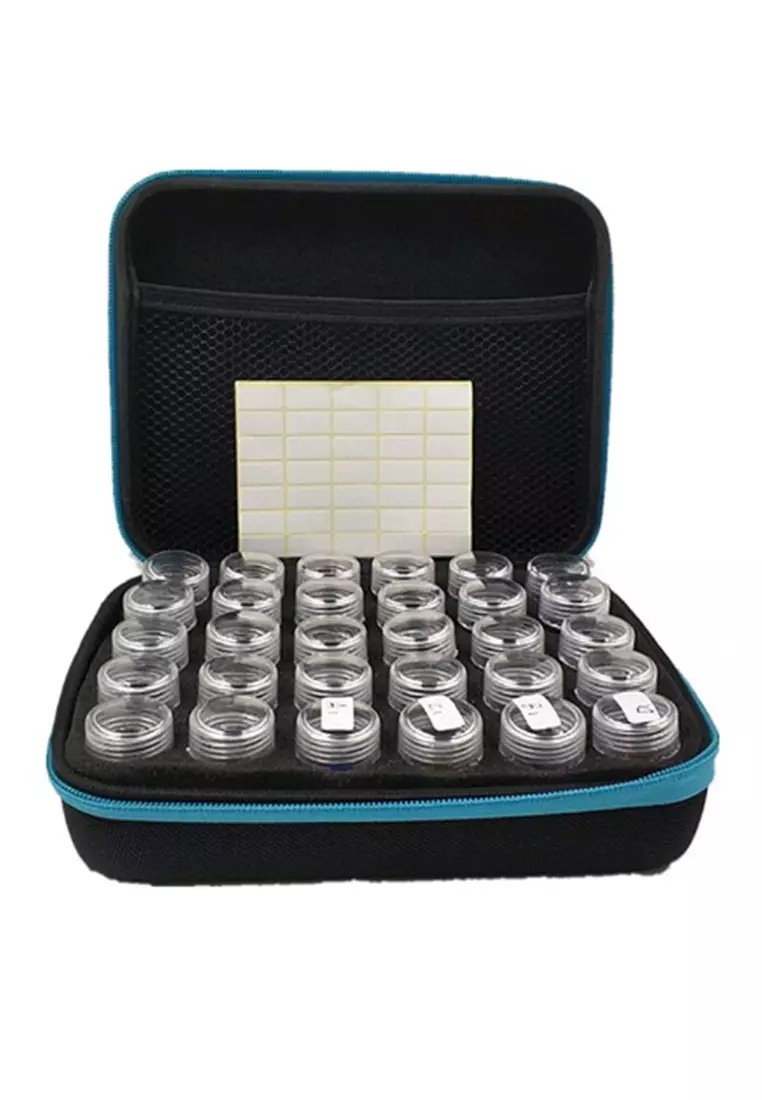 Tas EVA Organizer Botol Diamond Bottle Painting Container Carry Case 30 Slot Small - Blue