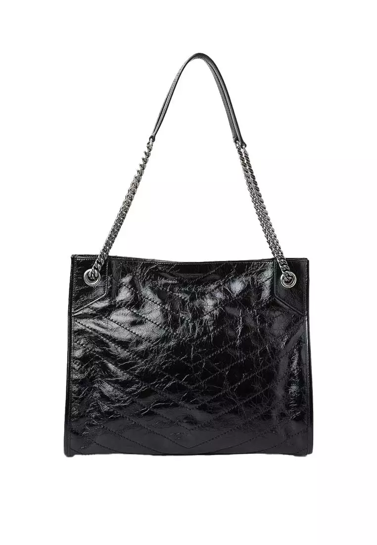 YSL Niki Shopping Tote In Vintage Leather Black 5779990EN04