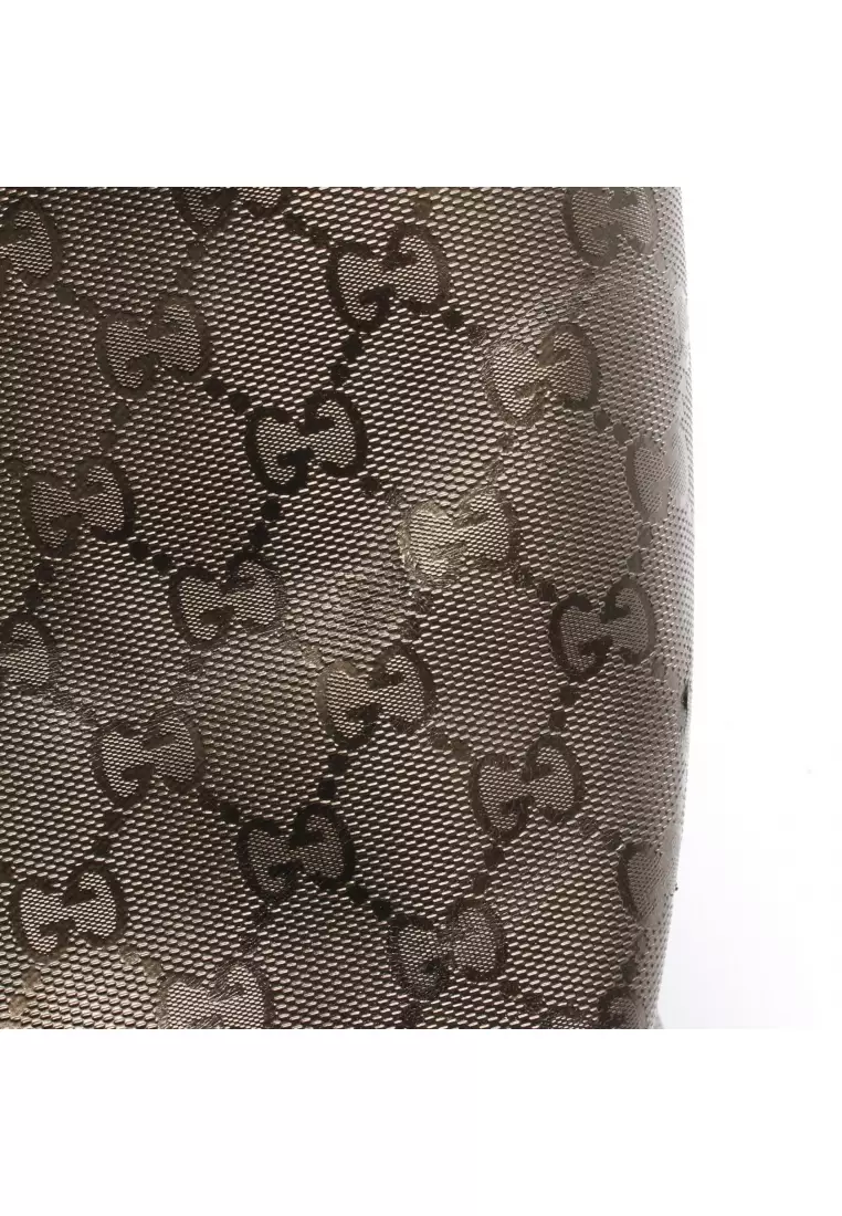 Pre-Loved Gucci GG Imprime Shoulder bag tote bag PVC leather bronze