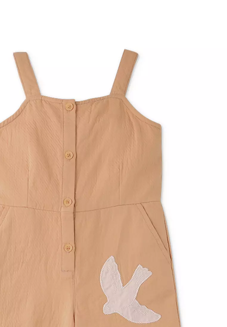 Eunice Strappy Jumpsuit With Front Buttons And Appliques