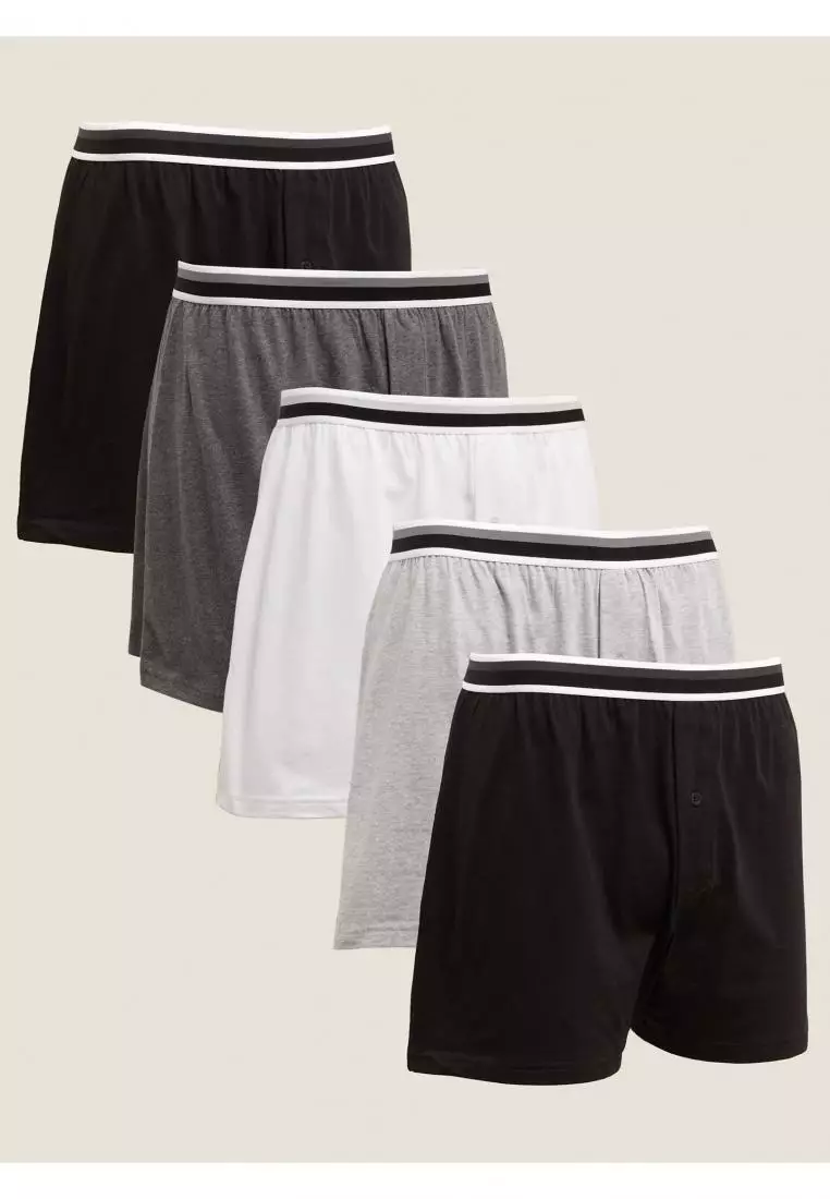 Buy MARKS & SPENCER M&S Collection 5 Pack Pure Cotton Jersey Boxers ...