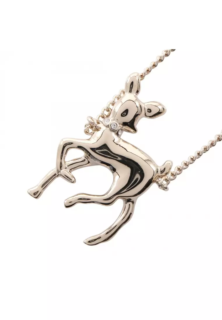 Pre-Loved Chanel Year's Gift 2025 coco mark Bambi necklace GP Fake pearl Rhinestone gold white green G26C