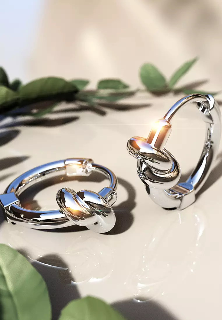 Solid 925 Sterling Silver Tie Knot Earrings