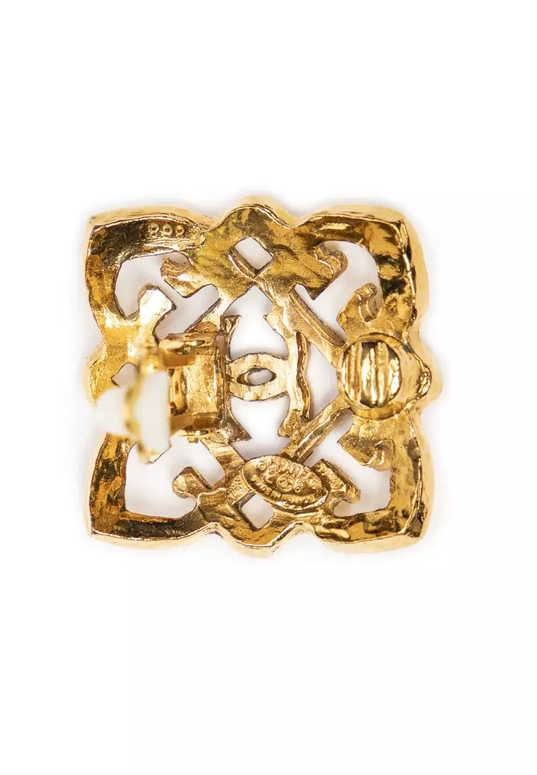 Pre-Loved CC Square Clip On Earrings
