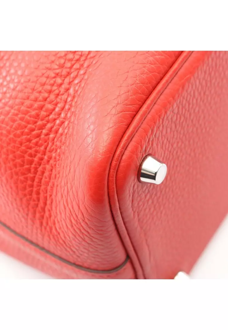 Pre-Loved Hermès Picotan Lock PM rouge tomato Handbag Clemence leather Red silver hardware A stamp