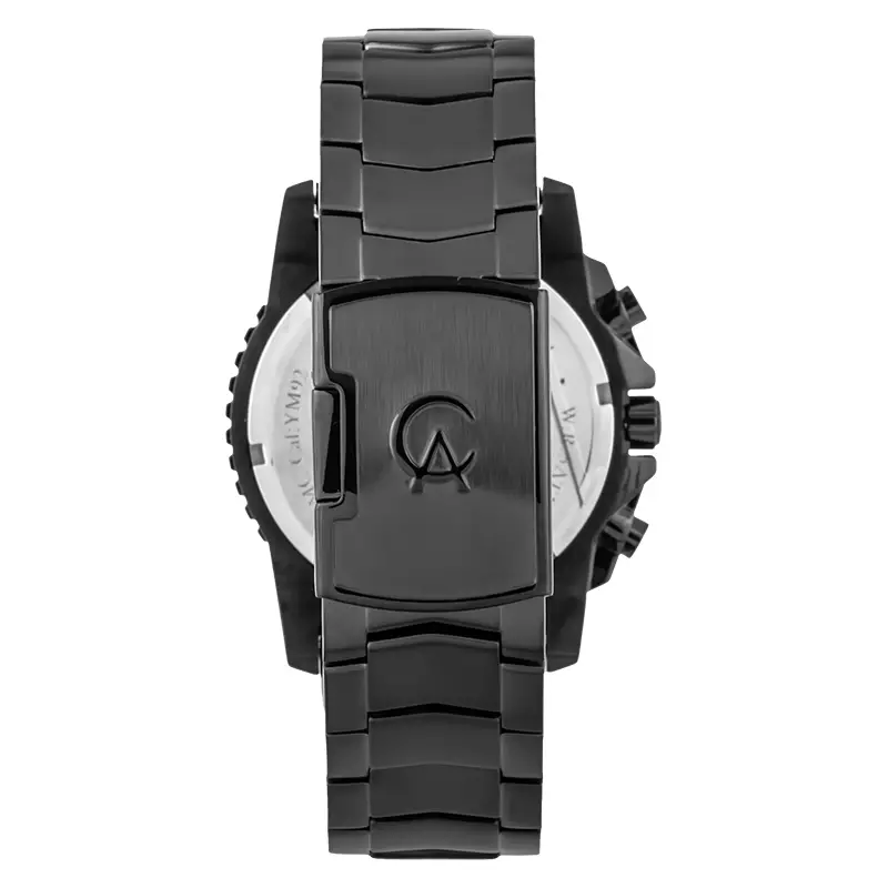 Jam Tangan Pria Alexandre Christie Chronograph AC 6455 MC BIPBA Men Black Dial Black Stainless Steel Strap