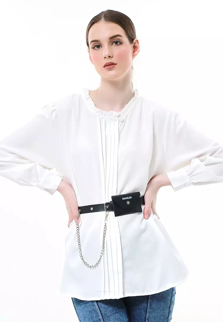 Imani Ikat Pinggang Wanita with Mini Wallet Multifunction Material Leather ORIGINAL - Black