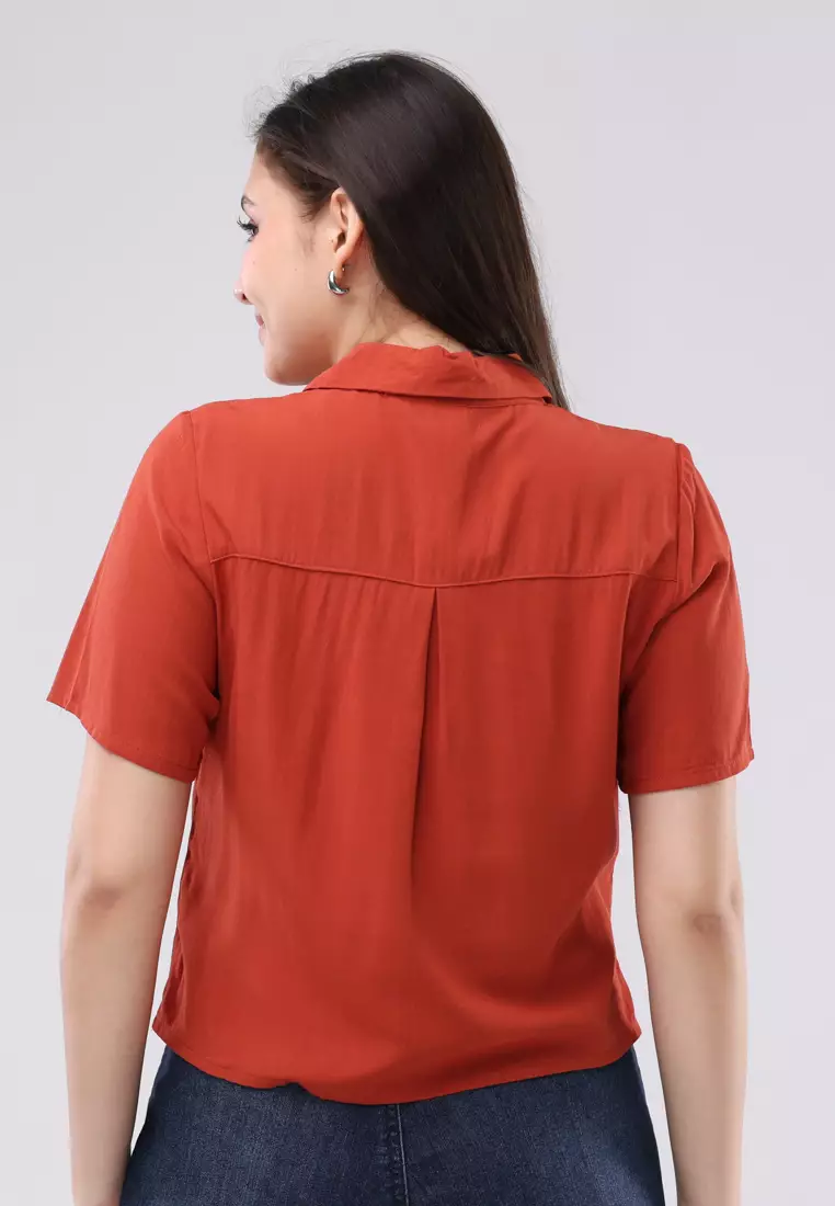Soft Linen Woven Short Sleeves Blouse