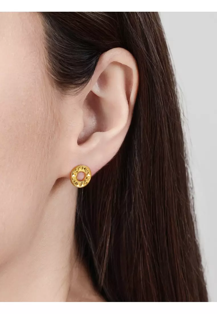 999 24K Solid Gold Dainty Stud Earrings for Women 94535E