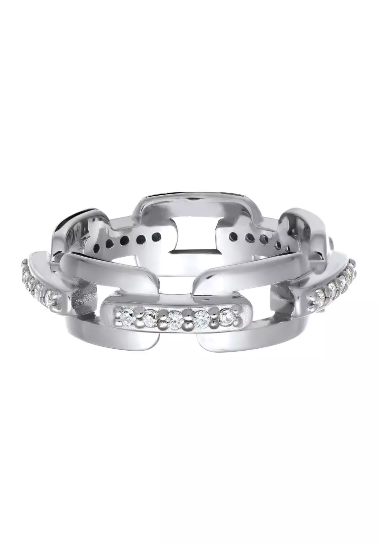 Ring  Man Chain Design Zirconia Crystals