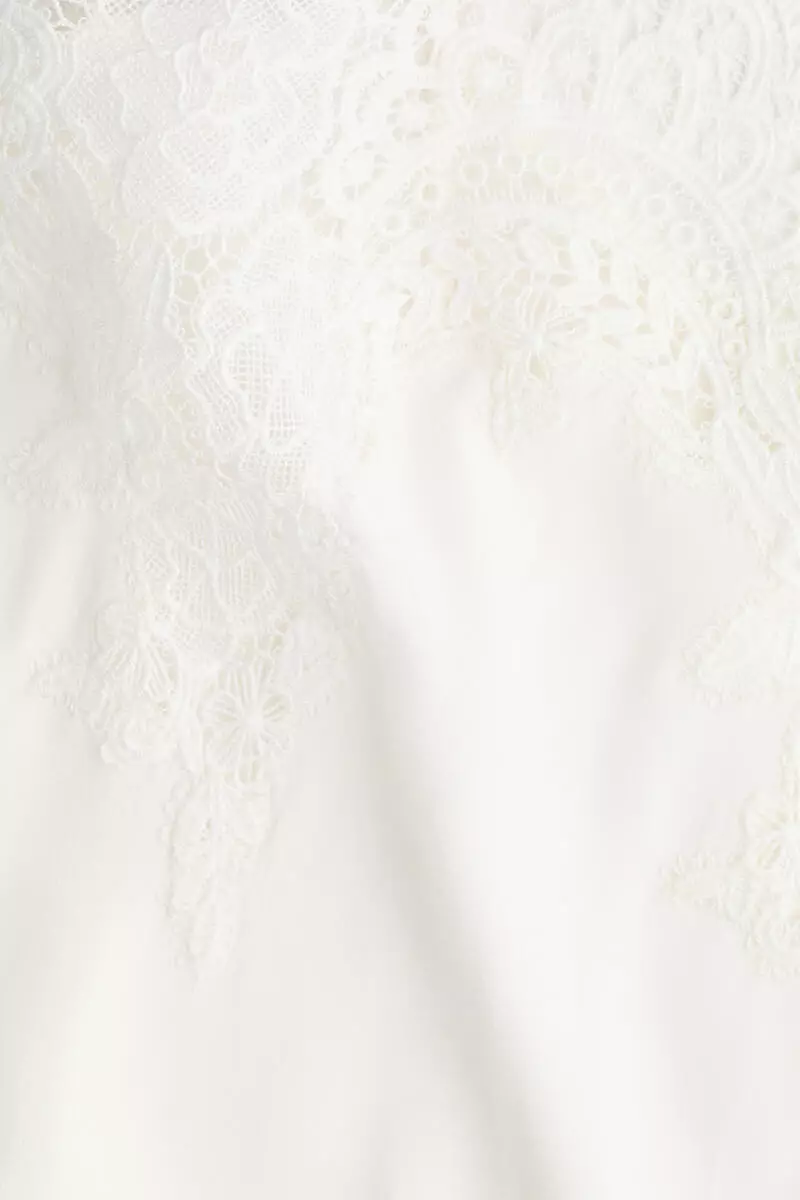 Lace-trimmed viscose top