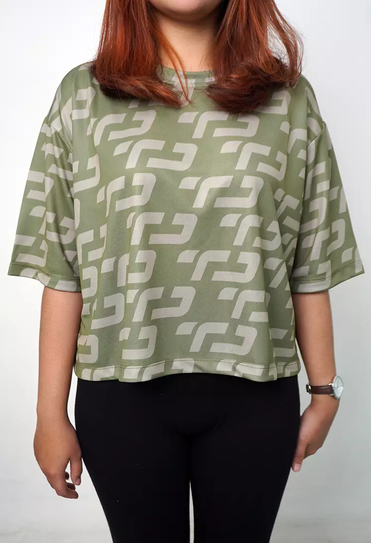 LSB25 baju olahraga wanita army crop top fit to xxl big size korean style aerobic zumba poundfit